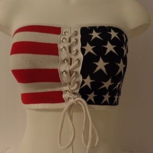 American Flag Bandeau Top Strapless Crop Top